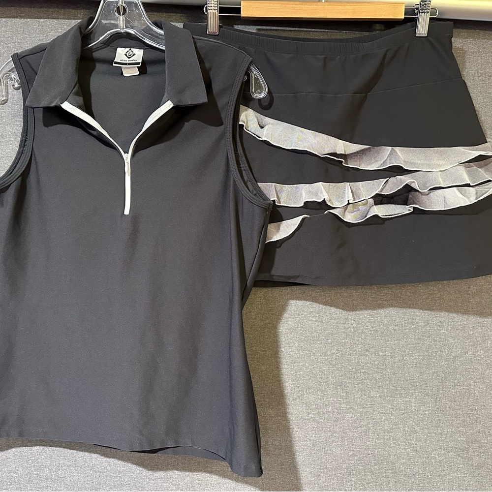 Eliza Audley 2-piece tennis skirt & tank set, L